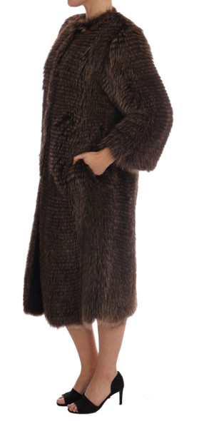 Dolce & Gabbana Brown Raccoon Fur Coat Jacket Dolce & Gabbana Brown Raccoon Fur Coat Jacket