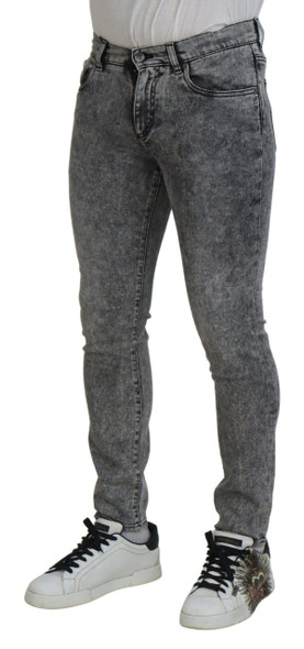 Grey Washed Cotton Slim Fit Men Denim Jeans Grey Washed Cotton Slim Fit Men Denim Jeans