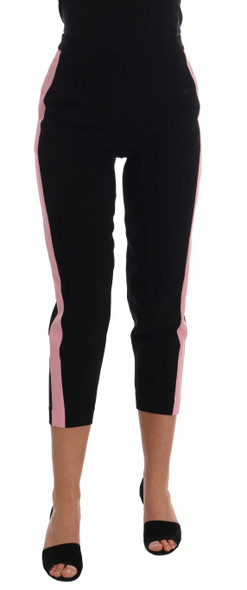 Dolce & Gabbana Black Stretch Pink Stripes Capri Pants Dolce & Gabbana Black Stretch Pink Stripes Capri Pants