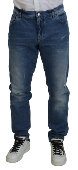 Blue Washed Skinny Cotton Denim Jeans Blue Washed Skinny Cotton Denim Jeans