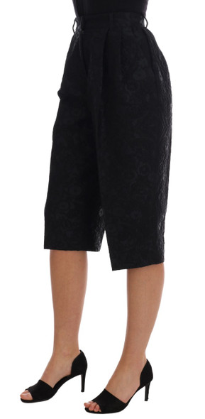 Dolce & Gabbana Black Brocade High Waist Capri Shorts Dolce & Gabbana Black Brocade High Waist Capri Shorts
