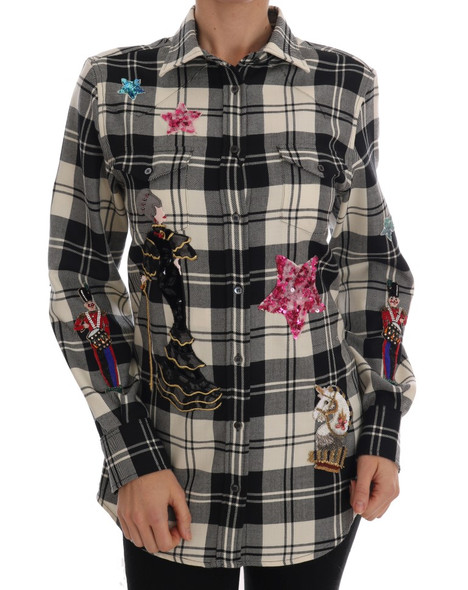 Dolce & Gabbana Black White Fairy Tale Crystal Shirt Dolce & Gabbana Black White Fairy Tale Crystal Shirt