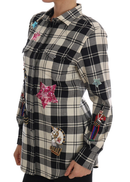 Dolce & Gabbana Black White Fairy Tale Crystal Shirt Dolce & Gabbana Black White Fairy Tale Crystal Shirt