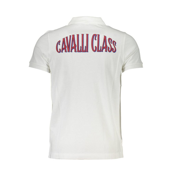 Cavalli Class White Cotton Men Polo Shirt Cavalli Class White Cotton Men Polo Shirt