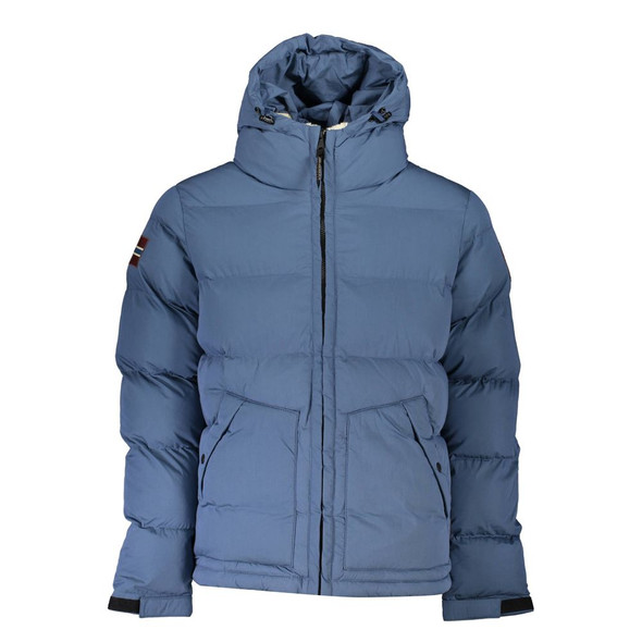Napapijri Blue Polyester Men Jacket Napapijri Blue Polyester Men Jacket