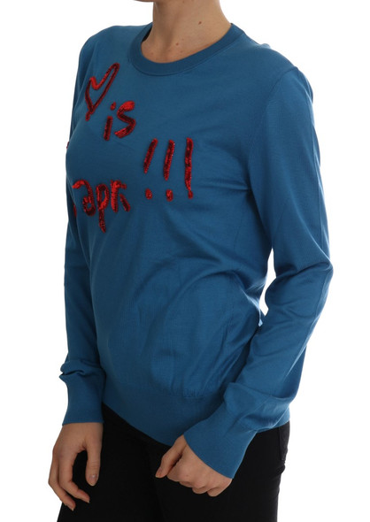 Blue Silk Love is Pullover Sweater Blue Silk Love is Pullover Sweater