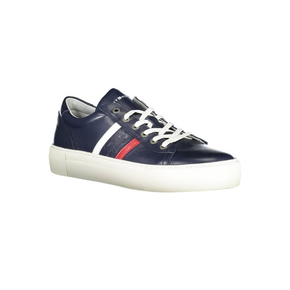 Tommy Hilfiger Blue Leather Men Sneaker TO-1348 Tommy Hilfiger Blue Leather Men Sneaker TO-1348