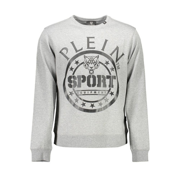 Plein Sport Gray Cotton Men Sweater PL-9583 Plein Sport Gray Cotton Men Sweater PL-9583