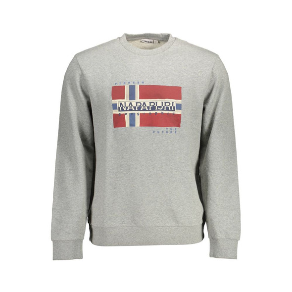 Napapijri Gray Cotton Men Sweater NA-11823 Napapijri Gray Cotton Men Sweater NA-11823