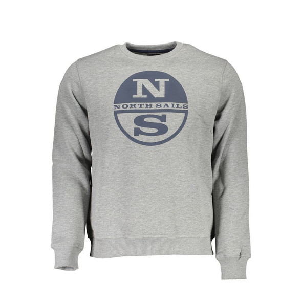 North Sails Gray Cotton Men Sweater NO-16230 North Sails Gray Cotton Men Sweater NO-16230