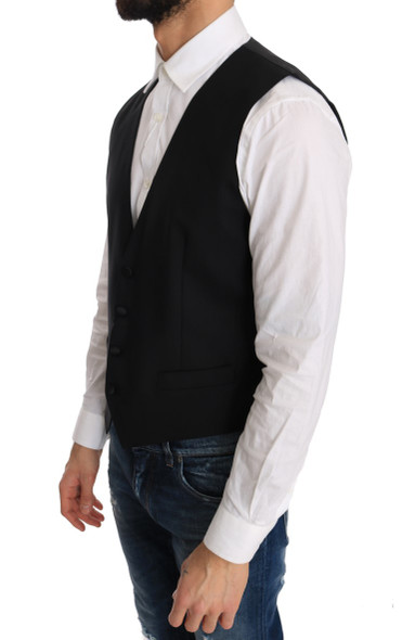 Dolce & Gabbana Black Wool Silk Vest Dolce & Gabbana Black Wool Silk Vest