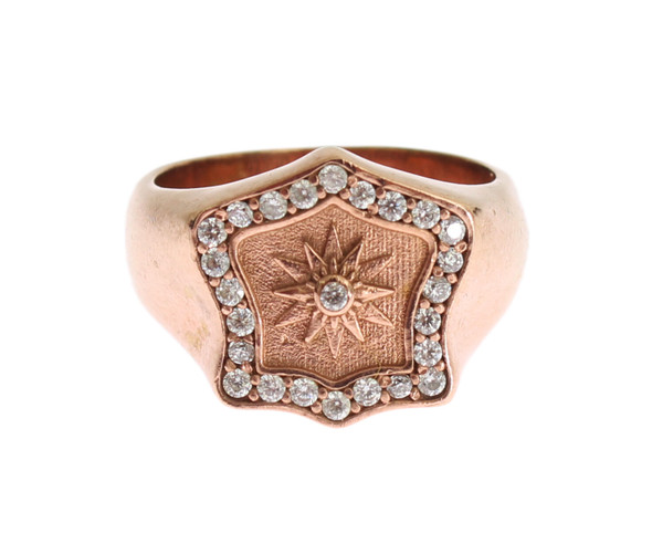 Pink Gold 925 Silver Authentic Clear Ring Pink Gold 925 Silver Authentic Clear Ring