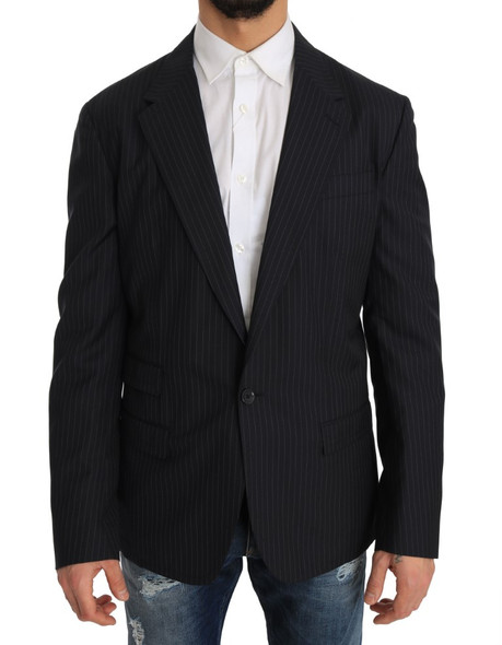Gray Striped Wool Jacket Coat Slim Blazer Gray Striped Wool Jacket Coat Slim Blazer