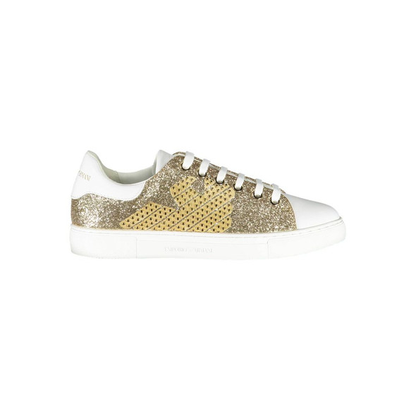 Emporio Armani Gold Polyester Women Sneaker Emporio Armani Gold Polyester Women Sneaker