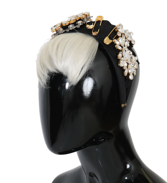 Black Crystal White Hair Parrucchiera Headband Diadem Black Crystal White Hair Parrucchiera Headband Diadem