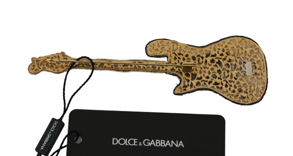 Gold Brass Beaded Guitar Pin Accessory Brooch Gold Brass Beaded Guitar Pin Accessory Brooch