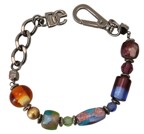 multicolor Silver Chain Brass Beaded Lobster Clasp Bracelet multicolor Silver Chain Brass Beaded Lobster Clasp Bracelet