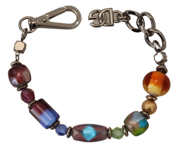multicolor Silver Chain Brass Beaded Lobster Clasp Bracelet multicolor Silver Chain Brass Beaded Lobster Clasp Bracelet