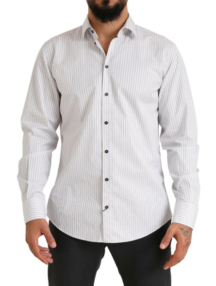 Dolce & Gabbana White MARTINI Cotton Stripe Dress Formal Shirt Dolce & Gabbana White MARTINI Cotton Stripe Dress Formal Shirt