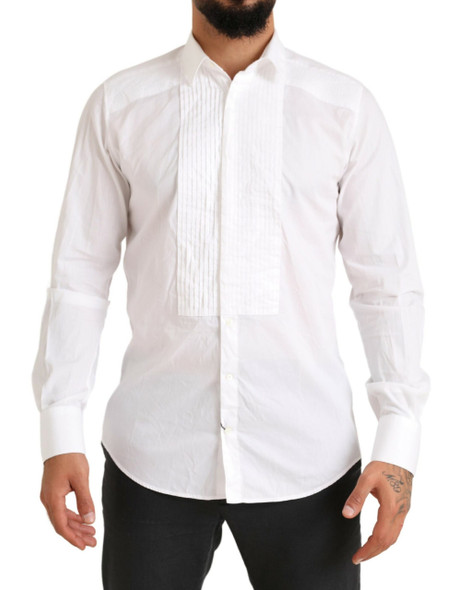 Dolce & Gabbana White GOLD Formal Cotton Tuxedo Dress Shirt Dolce & Gabbana White GOLD Formal Cotton Tuxedo Dress Shirt