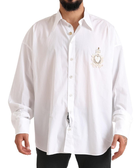 Dolce & Gabbana White Logo Cotton Casual Long Sleeves Shirt Dolce & Gabbana White Logo Cotton Casual Long Sleeves Shirt