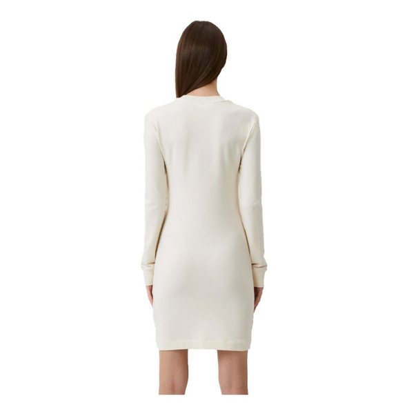 Love Moschino Chic White Cotton Blend Dress with Logo Accent Love Moschino Chic White Cotton Blend Dress with Logo Accent