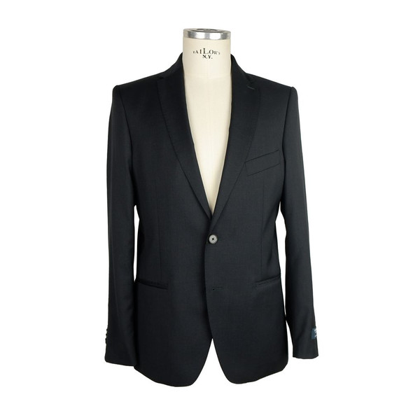 Made in Italy Black Wool Men Suit Made in Italy Black Wool Men Suit