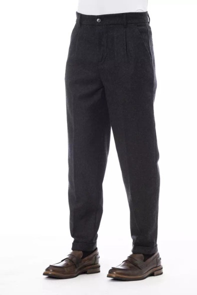 Alpha Studio Gray Wool Men Pant Alpha Studio Gray Wool Men Pant