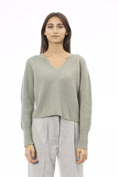 Alpha Studio Green Wool Women Sweater Alpha Studio Green Wool Women Sweater