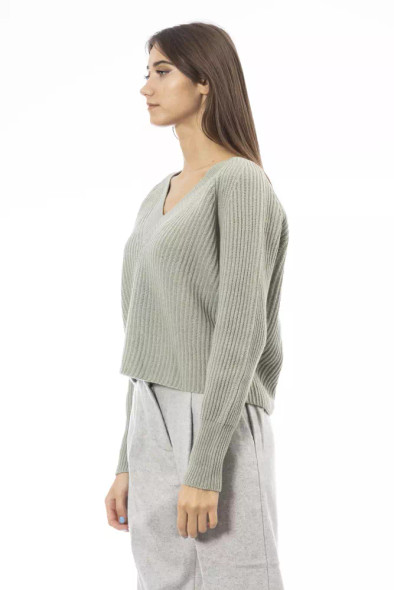 Alpha Studio Green Wool Women Sweater Alpha Studio Green Wool Women Sweater