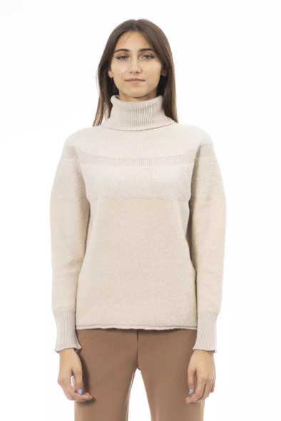 Alpha Studio Beige Wool Women Sweater Alpha Studio Beige Wool Women Sweater