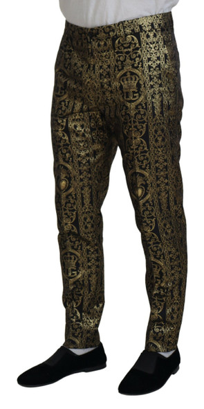 Dolce & Gabbana Black Gold Jacquard Dress Trouser Pants Dolce & Gabbana Black Gold Jacquard Dress Trouser Pants