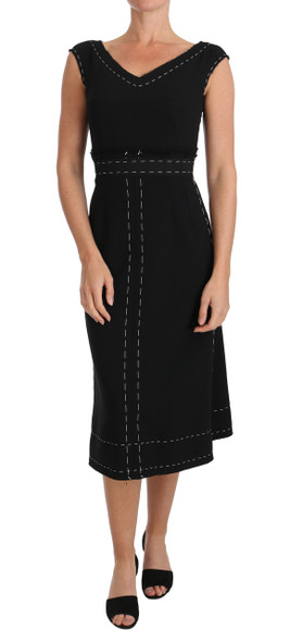 Dolce & Gabbana Black Wool Stretch A-line Sheath Dress Dolce & Gabbana Black Wool Stretch A-line Sheath Dress