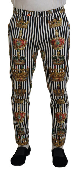 Dolce & Gabbana White Cotton Stretch Crown Trouser Pants Dolce & Gabbana White Cotton Stretch Crown Trouser Pants