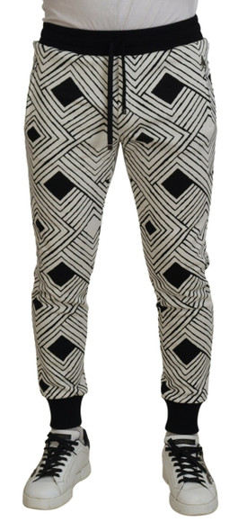 Dolce & Gabbana Black White Cotton Trousers Sport Pants Dolce & Gabbana Black White Cotton Trousers Sport Pants