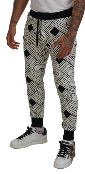 Dolce & Gabbana Black White Cotton Trousers Sport Pants Dolce & Gabbana Black White Cotton Trousers Sport Pants
