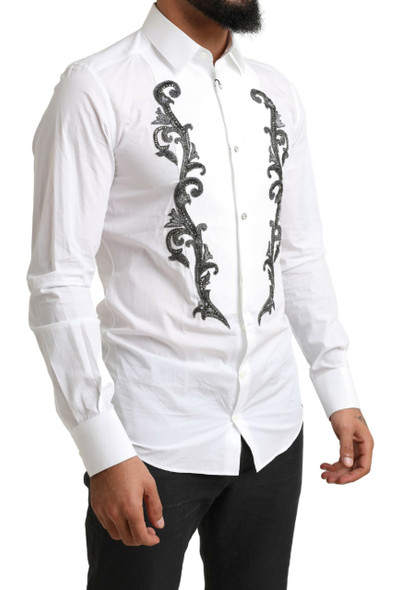 Dolce & Gabbana White Tuxedo Slim Fit Baroque Shirt Dolce & Gabbana White Tuxedo Slim Fit Baroque Shirt