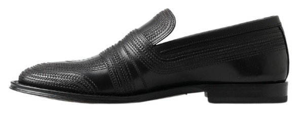 Dolce & Gabbana Black Leather Slipper Loafers Stitched Shoes Dolce & Gabbana Black Leather Slipper Loafers Stitched Shoes