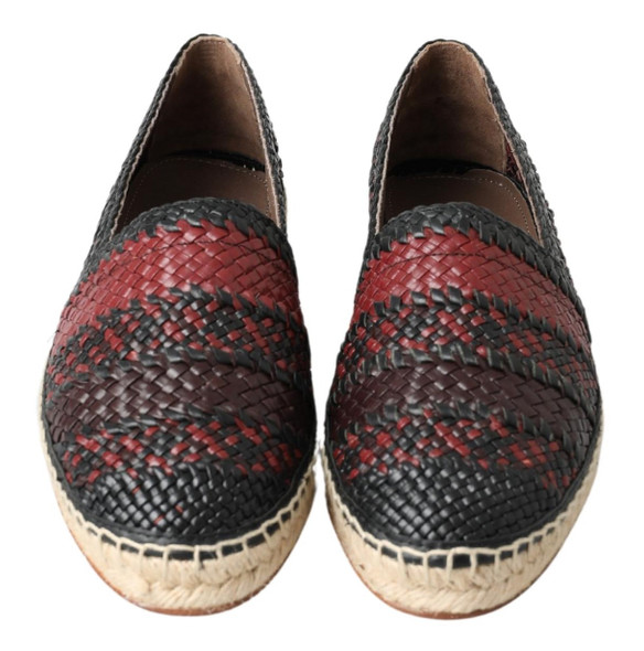 Dolce & Gabbana Black Bordeaux Buffalo Leather Espadrille Shoes Dolce & Gabbana Black Bordeaux Buffalo Leather Espadrille Shoes