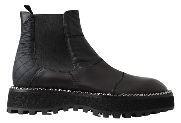 Dolce & Gabbana Black Leather Slip on Stretch Boots Dolce & Gabbana Black Leather Slip on Stretch Boots