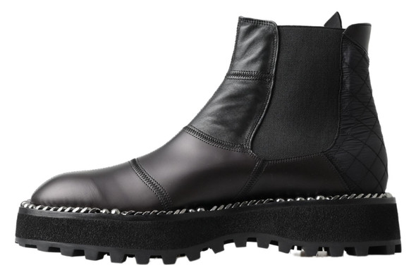 Dolce & Gabbana Black Leather Slip on Stretch Boots Dolce & Gabbana Black Leather Slip on Stretch Boots