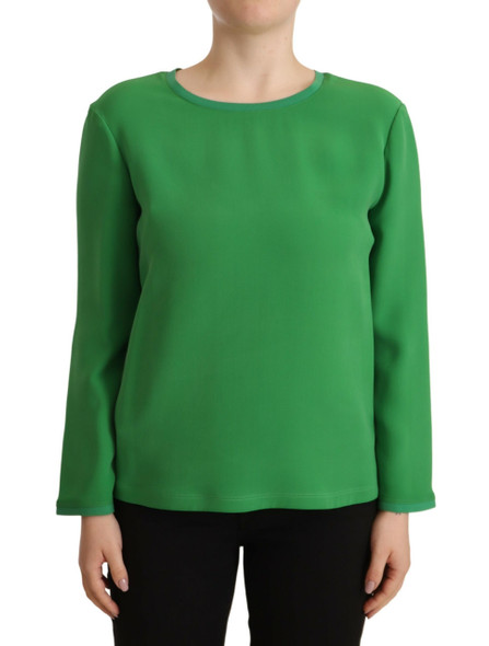 Green Silk Long Sleeves Round Neck Sweater Green Silk Long Sleeves Round Neck Sweater