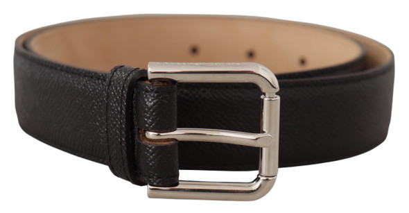 Black Calf Leather Brown Backend Metal Buckle Belt Black Calf Leather Brown Backend Metal Buckle Belt