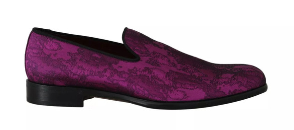 Dolce & Gabbana Purple Jacquard Loafers Dress Formal Shoes Dolce & Gabbana Purple Jacquard Loafers Dress Formal Shoes