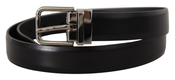 Dolce & Gabbana Black Calf Leather Metal Logo Buckle Belt Dolce & Gabbana Black Calf Leather Metal Logo Buckle Belt