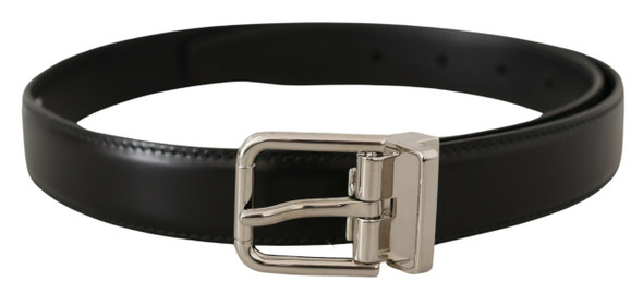 Dolce & Gabbana Black Calf Leather Logo Engraved Metal Buckle Belt Dolce & Gabbana Black Calf Leather Logo Engraved Metal Buckle Belt
