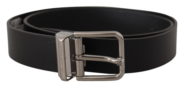 Dolce & Gabbana Black Calf Leather Logo Engraved Metal Buckle Belt Dolce & Gabbana Black Calf Leather Logo Engraved Metal Buckle Belt
