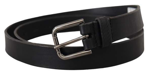 Black Calf Leather Logo Engraved Metal Buckle Belt BEL8575 Black Calf Leather Logo Engraved Metal Buckle Belt BEL8575
