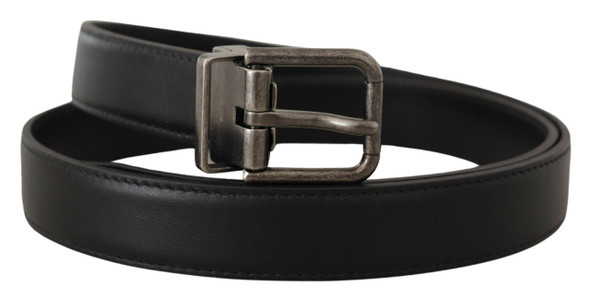 Dolce & Gabbana Black Plain Leather Vintage Logo Metal Buckle Belt Dolce & Gabbana Black Plain Leather Vintage Logo Metal Buckle Belt