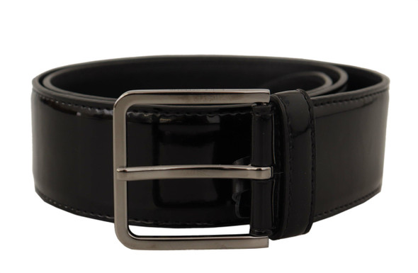 Black Patent Leather Logo Engraved Buckle Belt Black Patent Leather Logo Engraved Buckle Belt
